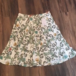 Lularoe Madison skirt cream green large l NWT